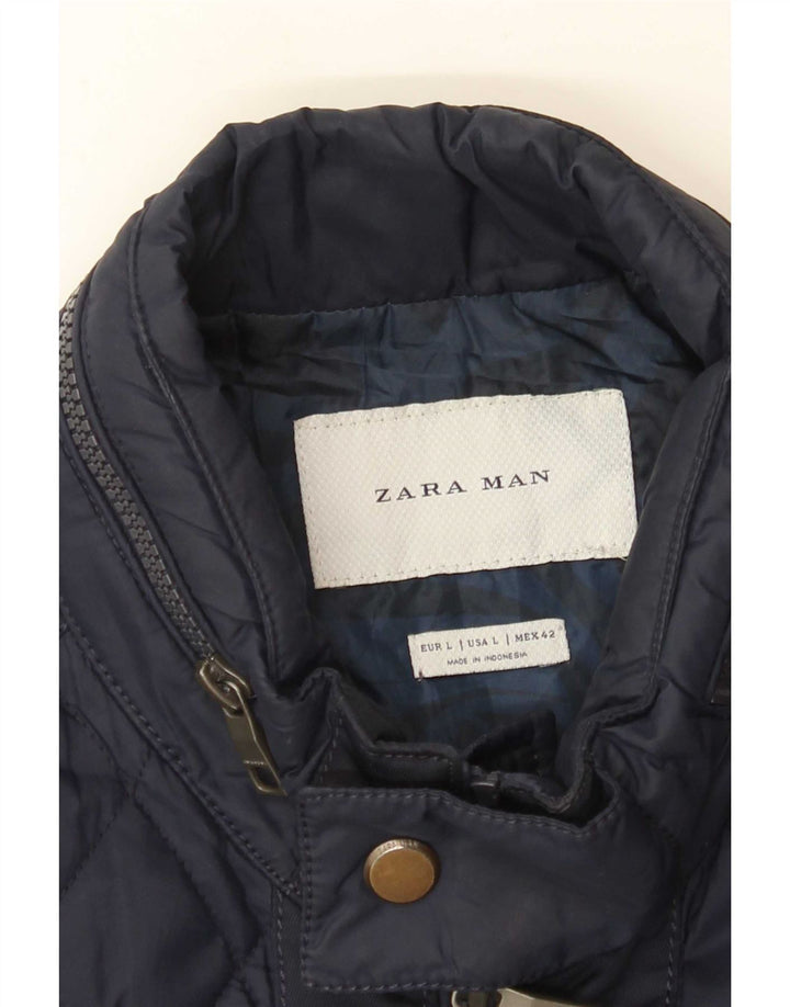 Zara Ανδρικό καπιτονέ μπουφάν UK 40 Large Navy Blue