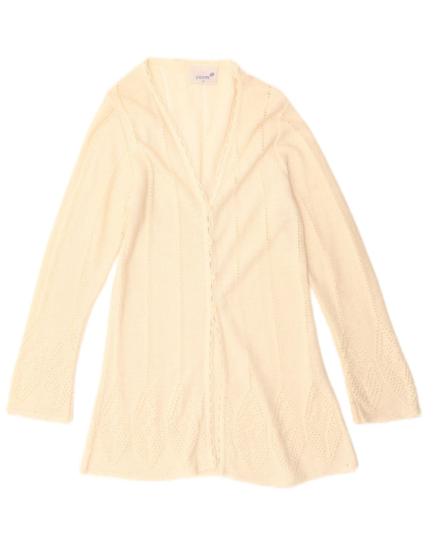 ETAM Womens Longline Cardigan Sweater UK 14 Medium Beige Acrylic