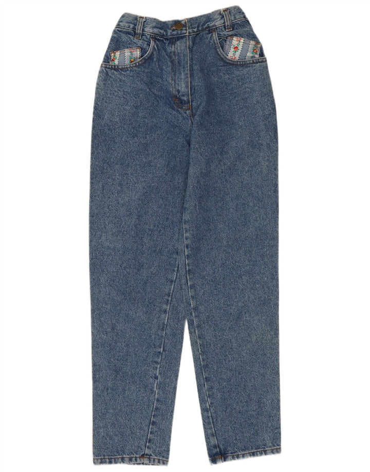 VINTAGE Γυναικείο κωνικό τζιν EU 40 Medium W28 L28 Μπλε φλοράλ βαμβακερό