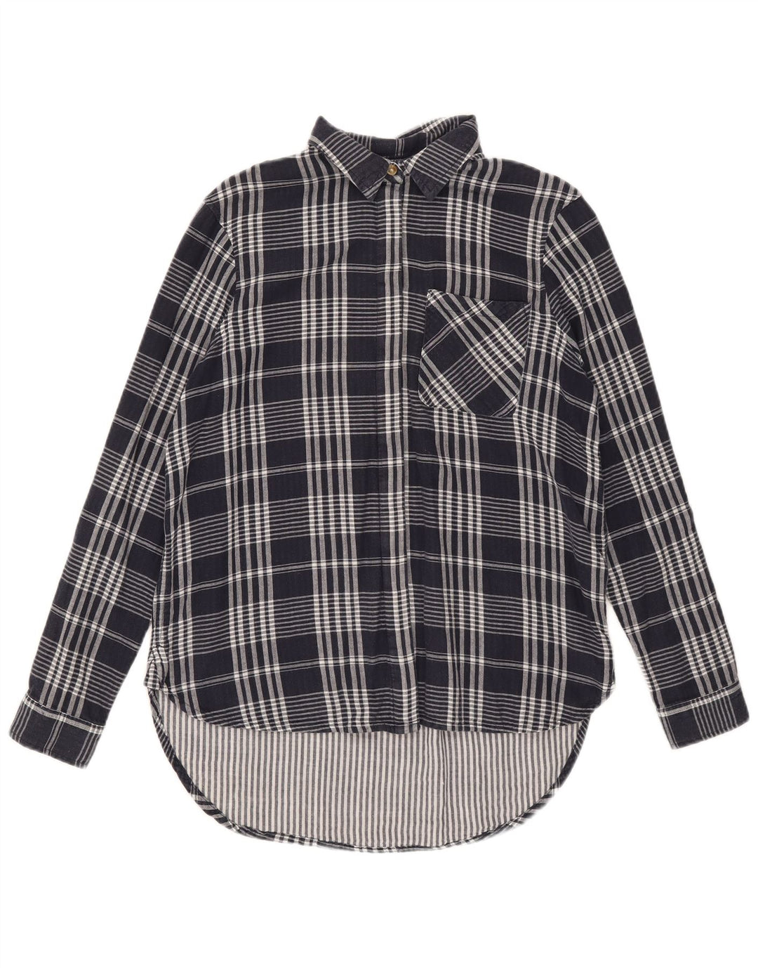 Marks & Spencer Γυναικείο πουκάμισο μεγάλου μεγέθους UK 8 Small Navy Blue Check Cotton