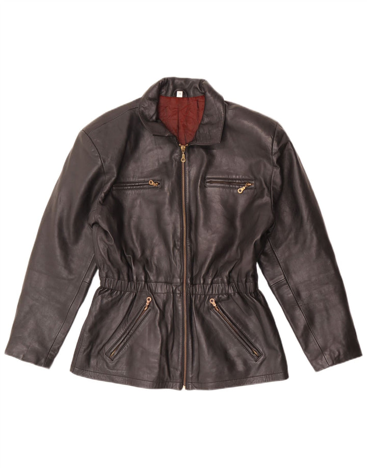 Vintage Γυναικείο Oversized Δερμάτινο Μπουφάν EU 36 Small Black Leather