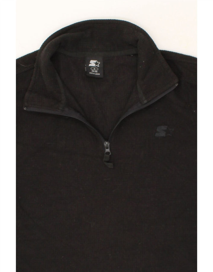 STARTER Mens Zip Neck Fleece Jumper UK 34/36 Small Black Polyester Vintage Starter and Second-Hand Starter from Messina Hembry 