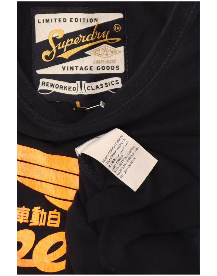 Ανδρικό γραφικό μπλουζάκι Superdry Classics Top Large Navy Blue από βαμβάκι