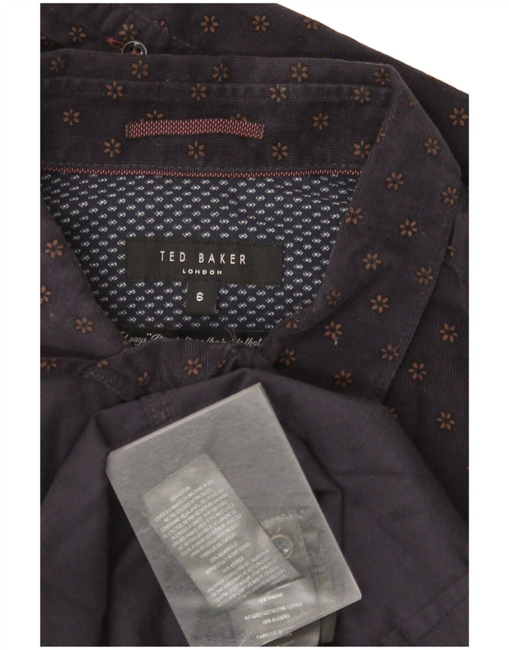 TED BAKER Ανδρικό κοτλέ πουκάμισο νούμερο 6 2XL Navy Blue Floral Βαμβακερό