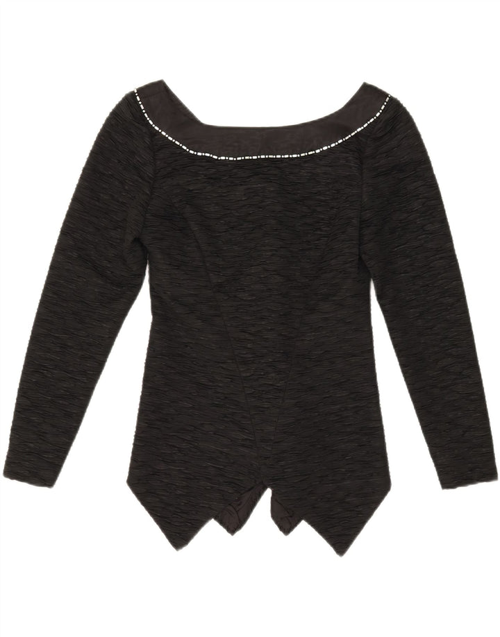 VINTAGE Womens Asymmetric Top Long Sleeve UK 10 Small Black Vintage Vintage and Second-Hand Vintage from Messina Hembry 