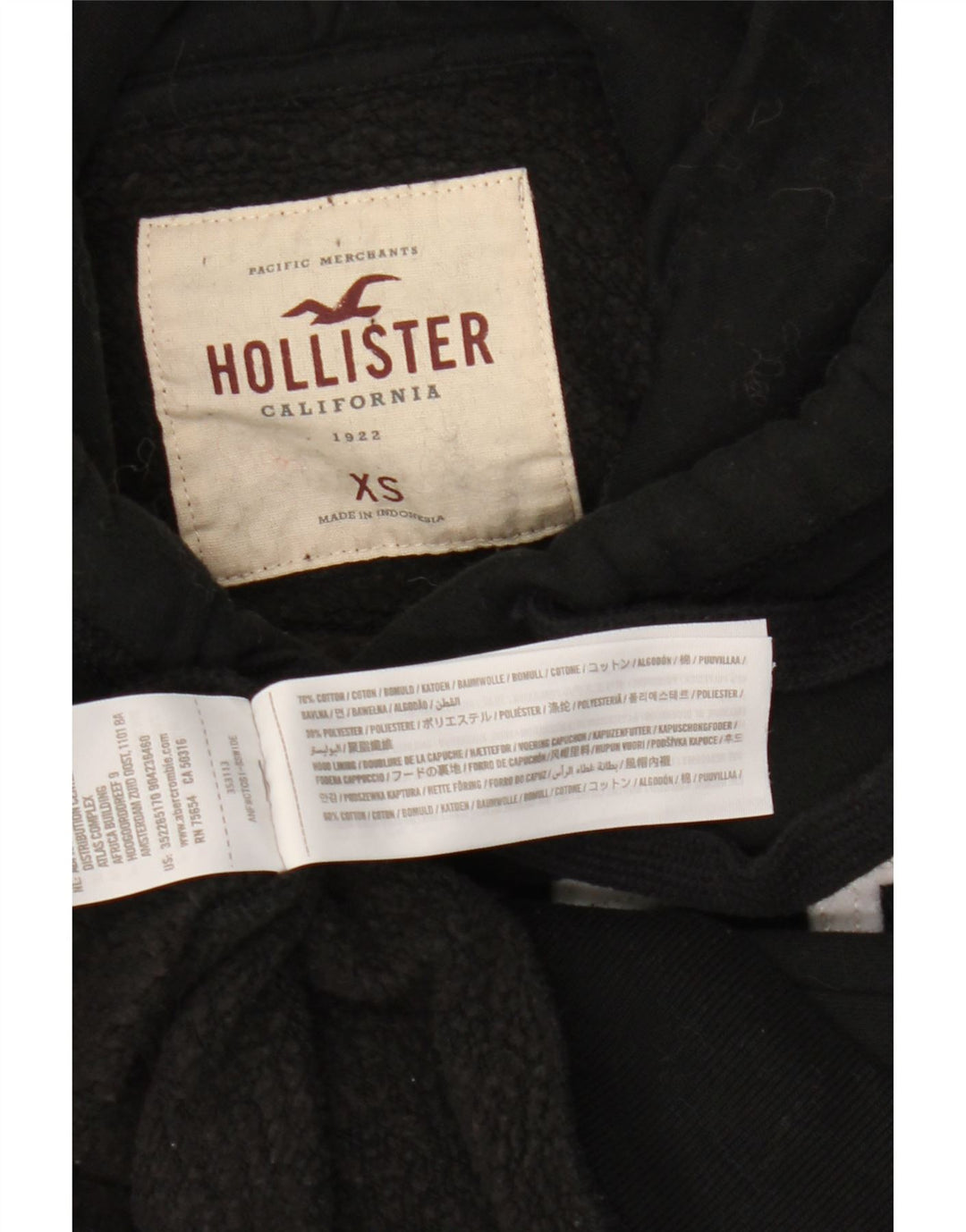 Γυναικείο γραφικό κουκούλα HOLLISTER UK 6 XS μαύρο βαμβακερό