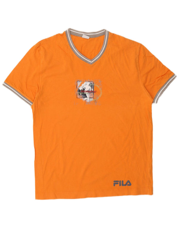 Ανδρικό γραφικό T-Shirt FILA Top XS Πορτοκαλί Βαμβακερό