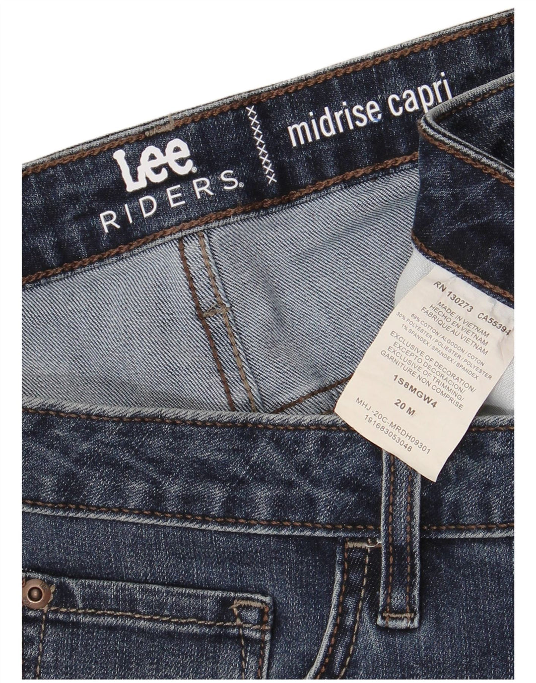 Lee Womens Riders Ψηλόμεσο Capri Jeans US 20 3XL W40 L23 Navy Blue Cotton