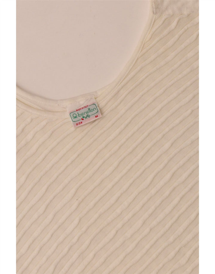 Benetton Γυναικεία Asymmetric Oversized Μπλούζα Top UK 14 Μεσαίο λευκό βαμβακερό