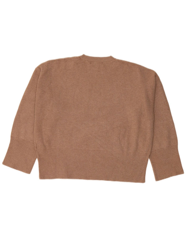 MARKS & SPENCER Γυναικείο πουλόβερ Crop Crew Neck Jumper UK 16 Large Brown