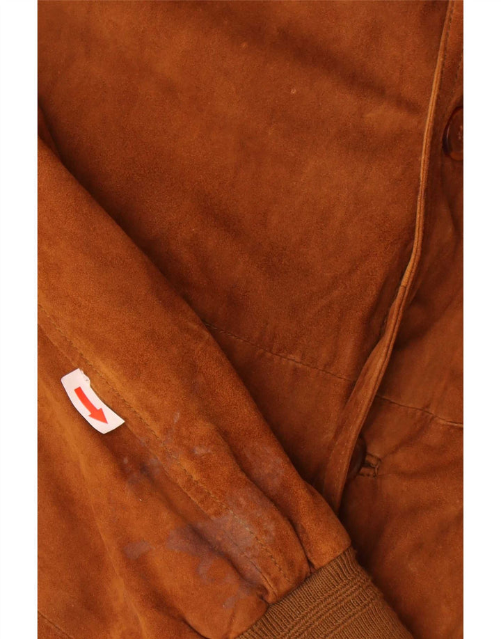 Vintage Ανδρικό Suede Bomber Jacket IT 60 5XL Καφέ Δερμάτινο