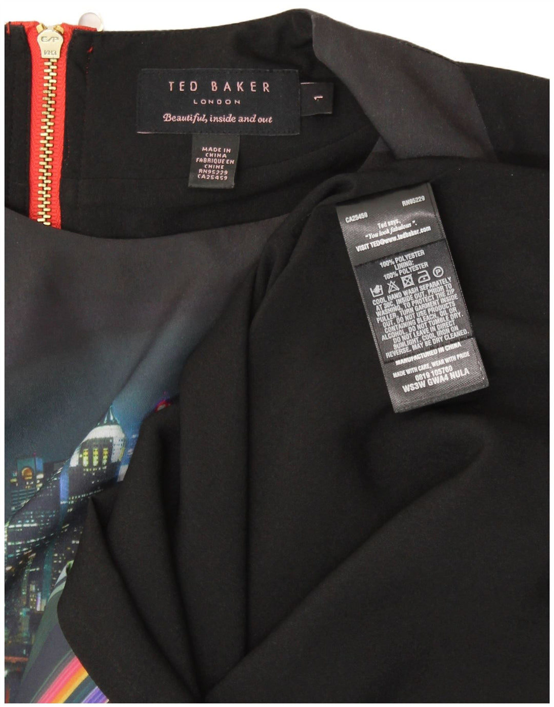 TED BAKER Γυναικείο αμάνικο φόρεμα με θήκη 1 XS Μαύρο ριγέ πολυεστέρα