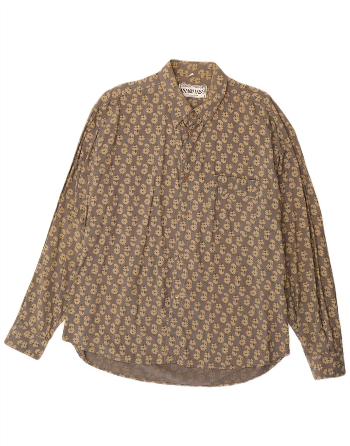 Vintage Ανδρικό πουκάμισο XL Γκρι Floral Viscose