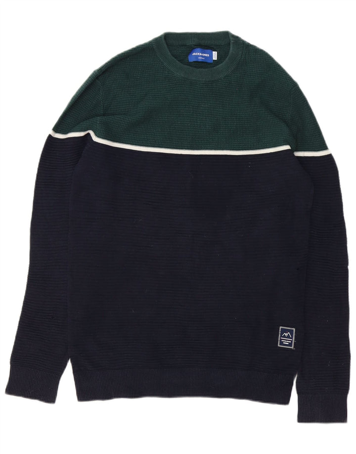Ανδρικό πουλόβερ με λαιμόκοψη Jack & Jones Μικρό μπλε μπλε χρώματος