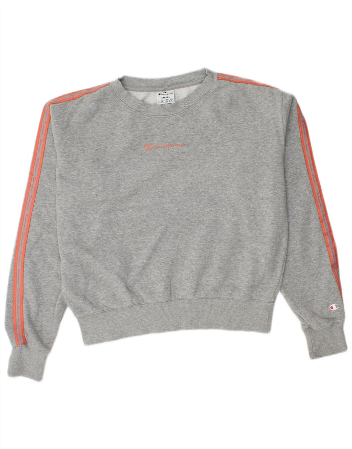 Champion Womens Crop Oversized Φούτερ Jumper UK 10 Small Grey Flecked