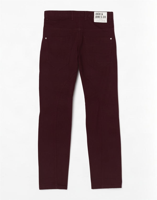 Jack & Jones Mens Banana Slim Casual Παντελόνι W34 L33 Βουργουνδί