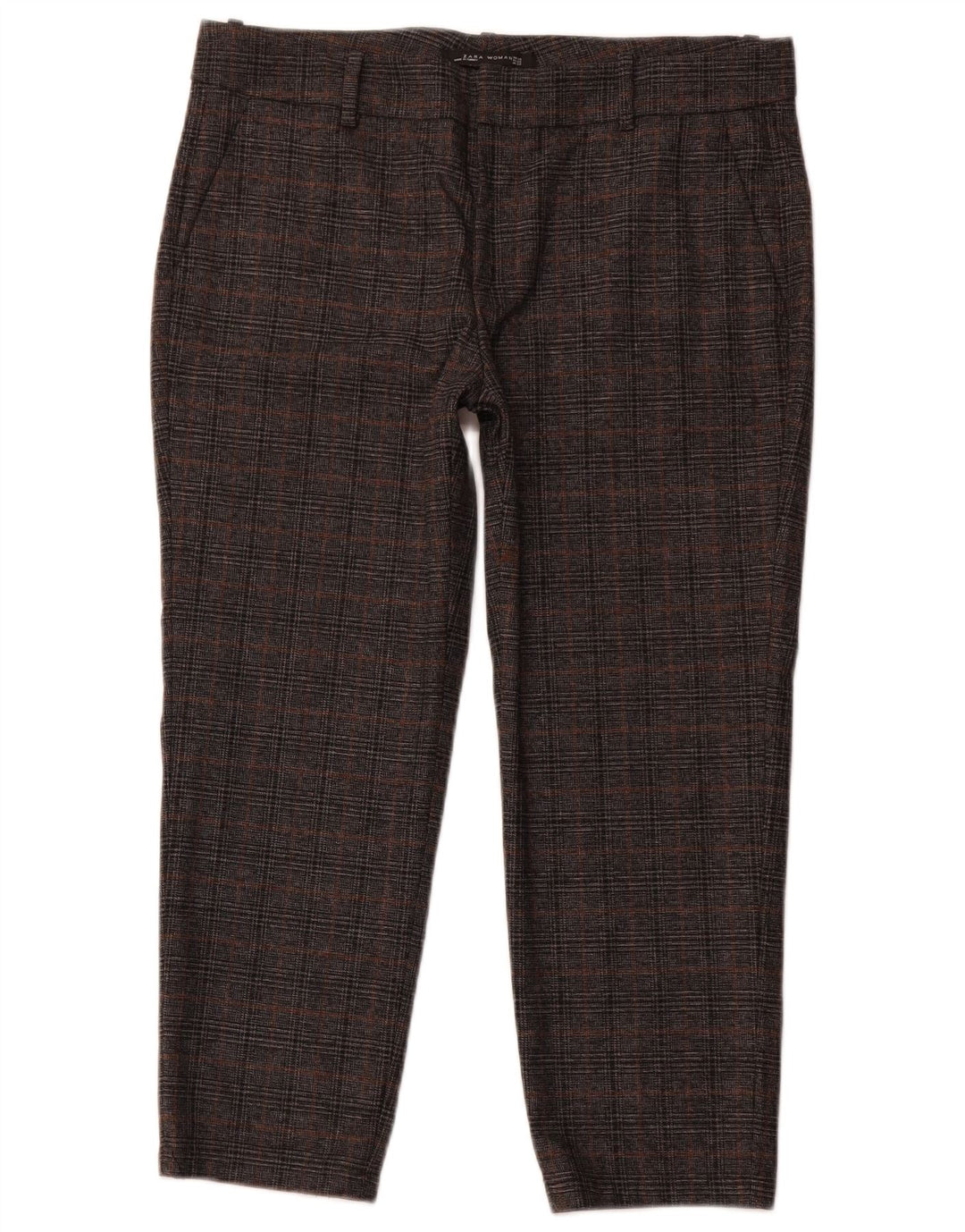 ZARA Γυναικείο Slim Cropped Παντελόνι EU 40 Medium W30 L23 Grey Houndstooth