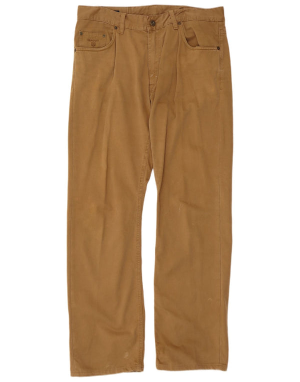 Gant Mens Jason Regular Fit Casual Trousers W34 L34 Beige Cotton