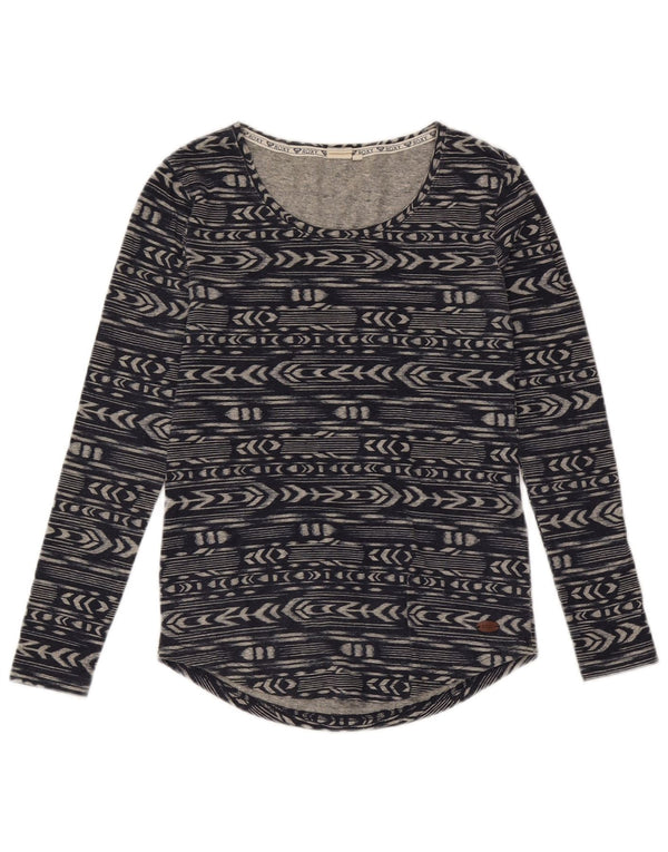 Roxy γυναικείο τοπ μακρυμάνικο UK 6 XS Navy Blue γεωμετρικός πολυεστέρας