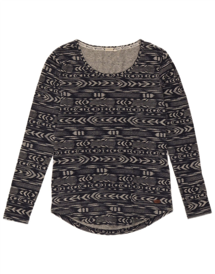 Roxy γυναικείο τοπ μακρυμάνικο UK 6 XS Navy Blue γεωμετρικός πολυεστέρας
