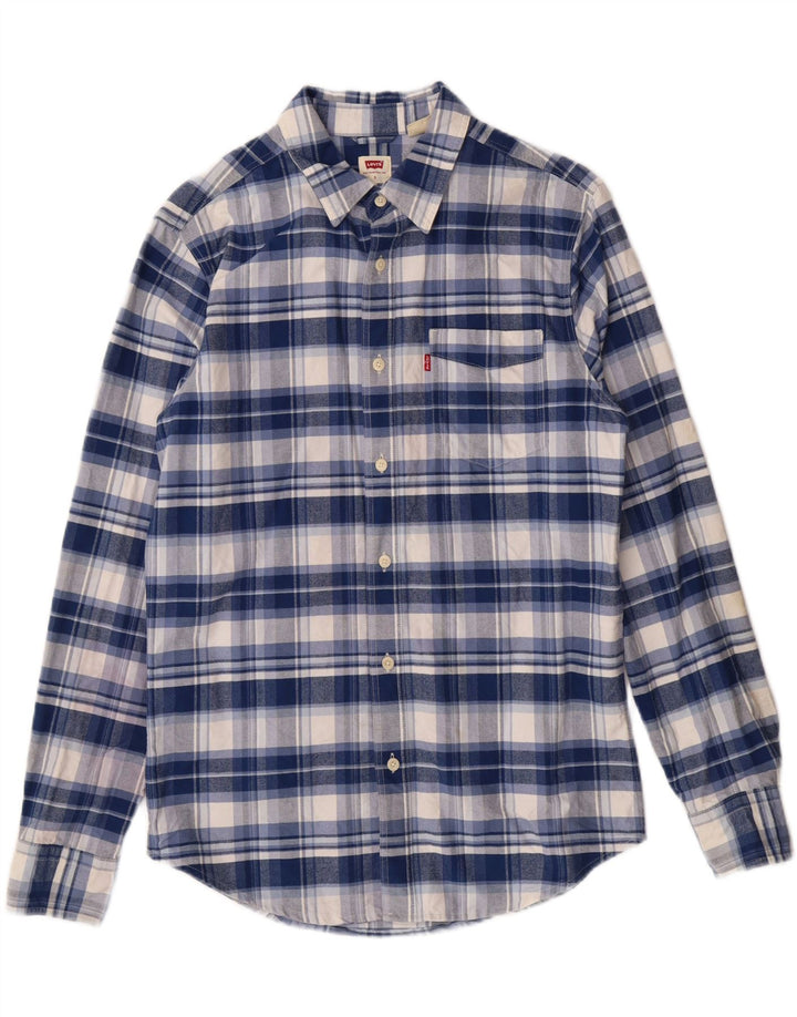 LEVI'S Mens Standard Flannel Shirt Small Blue Check Cotton