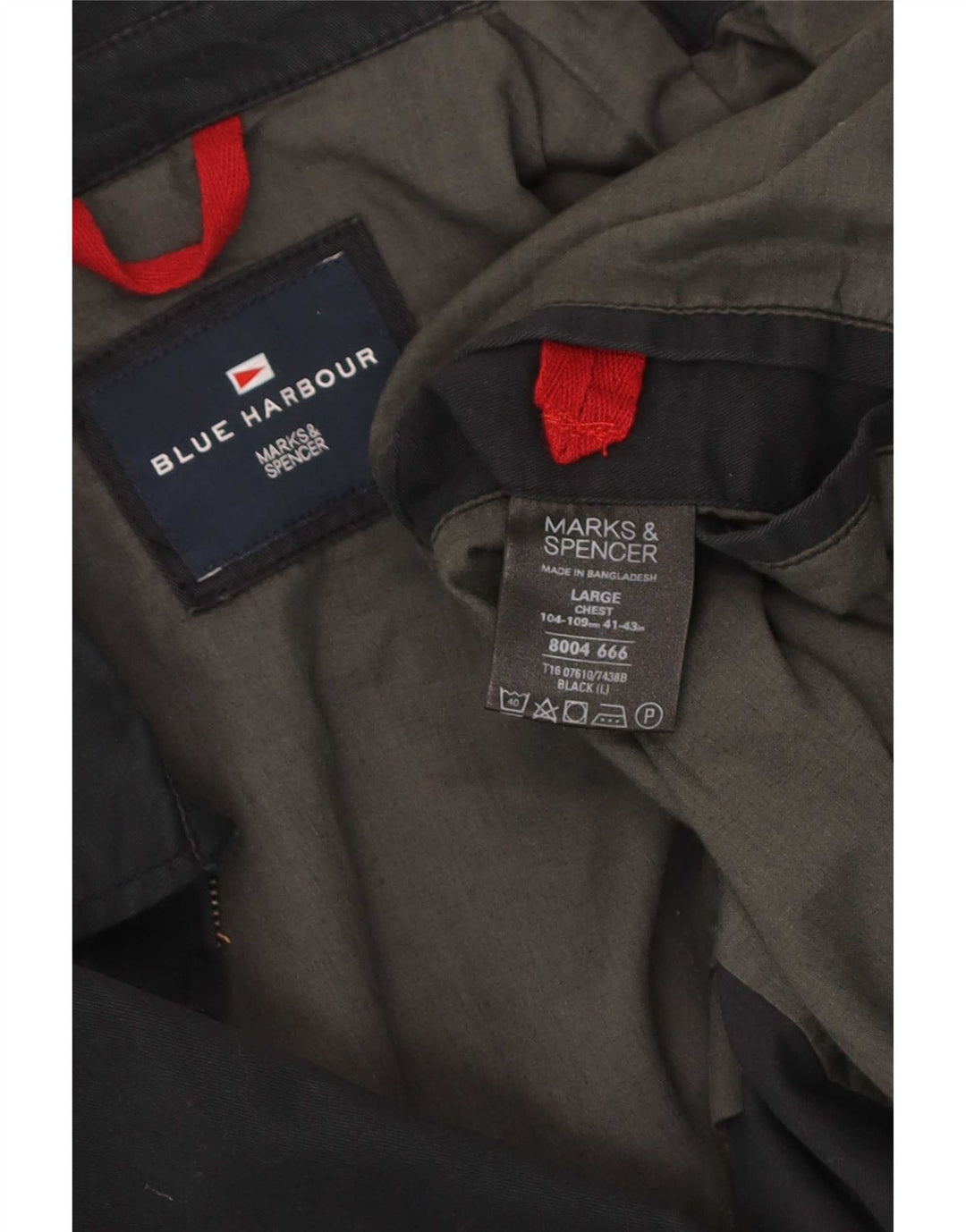 Marks & Spencer Mens Blue Harbour Bomber Jacket UK 40 Large Black Cotton