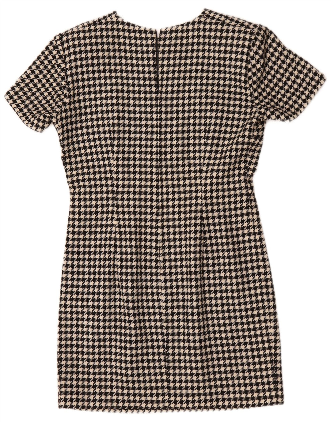 Vintage γυναικείο φόρεμα με θήκη UK 12 Medium Black Houndstooth