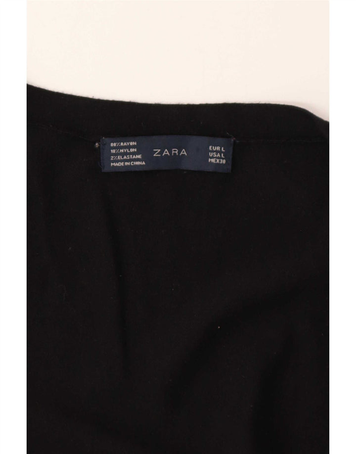 Zara Γυναικεία Ζακέτα UK 16 Large Black Rayon