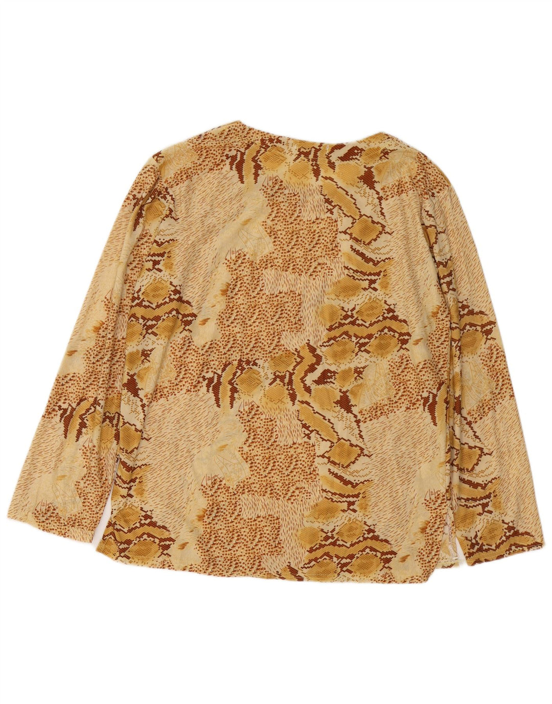 Γυναικεία μακρυμάνικη μπλούζα VINTAGE τοπ UK 18 XL μπεζ ζωικό τύπωμα βαμβακερό