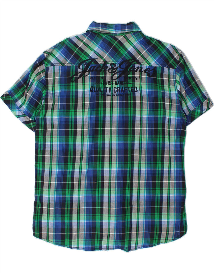 JACK & JONES Mens Short Sleeve Shirt XL Blue Check Vintage Jack & Jones and Second-Hand Jack & Jones from Messina Hembry 