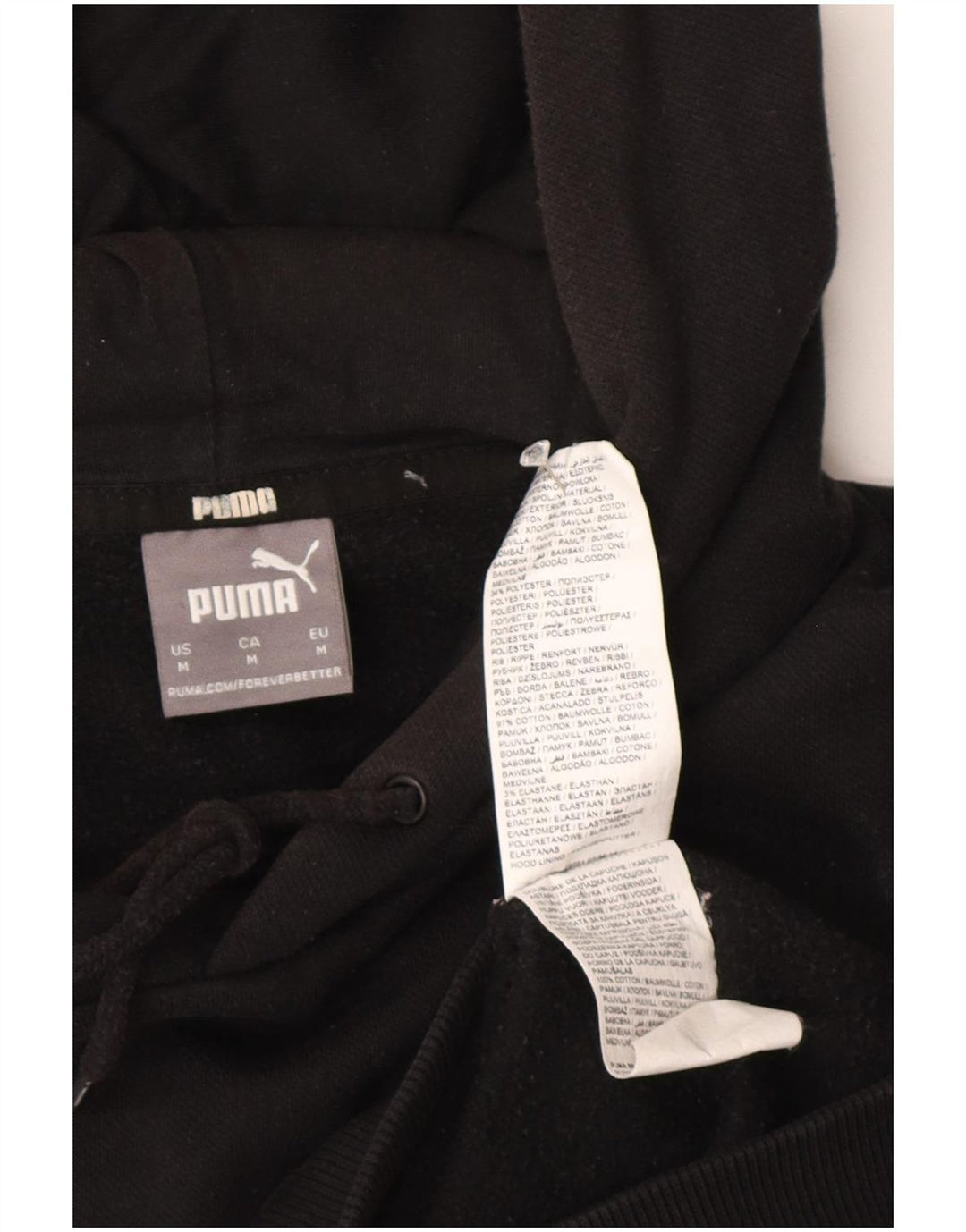 Ανδρικό κουκούλα Puma, μεσαίο μαύρο βαμβακερό