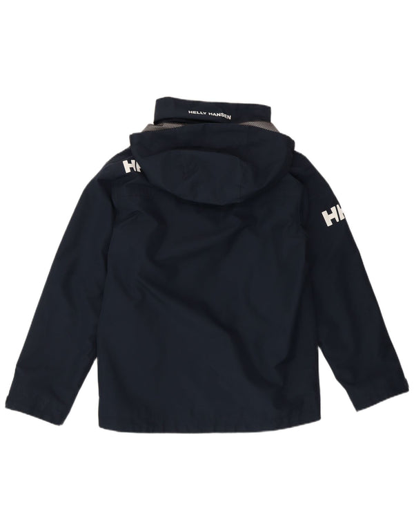 Helly Hansen Boys Graphic Hooded Windbreaker Jacket 11-12 Years Navy Blue