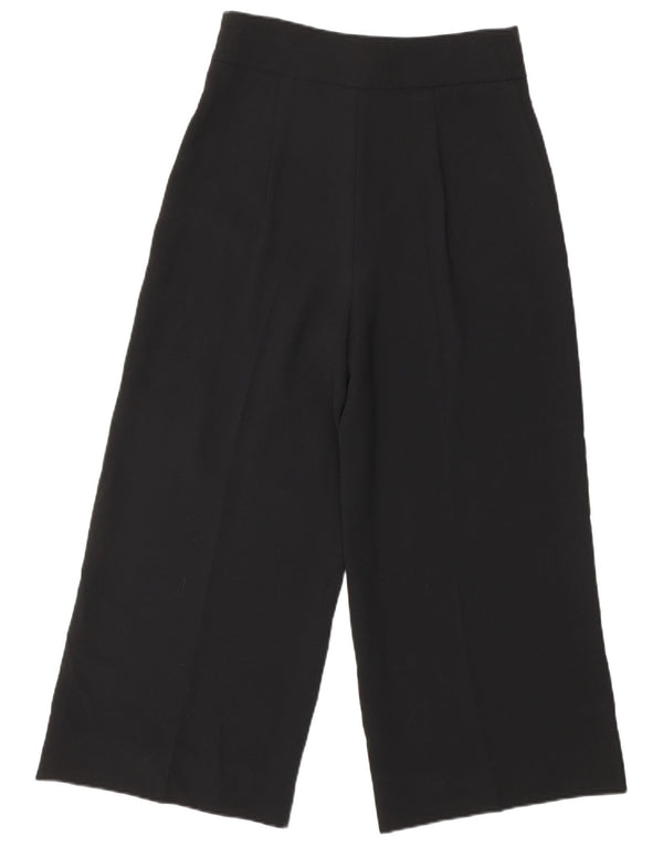 ZARA Womens Wide Leg Capri Trousers Small W28 L23 Black