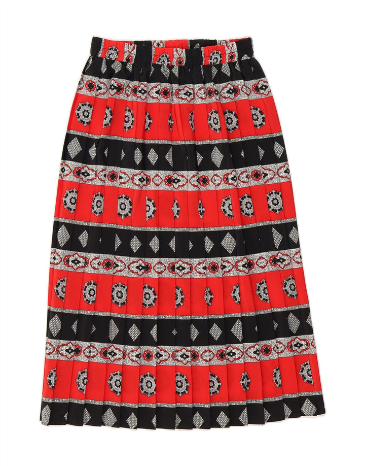 VINTAGE Womens Pleated A-Line Skirt Medium W28  Red Geometric Polyester Vintage Vintage and Second-Hand Vintage from Messina Hembry 