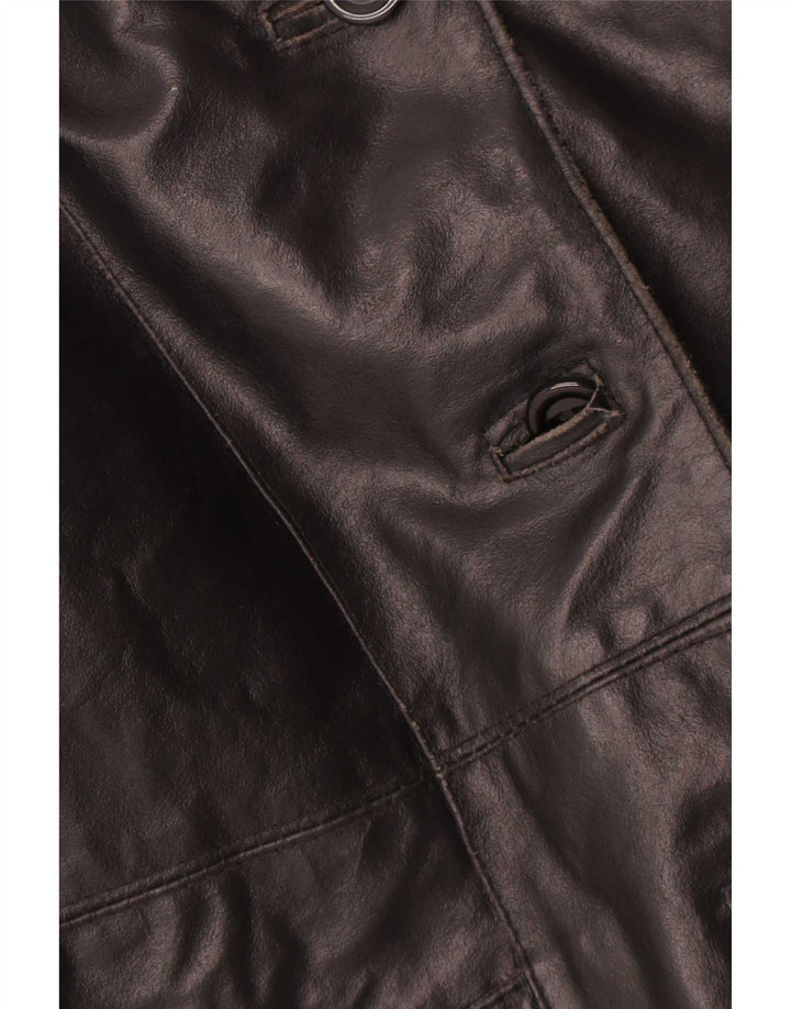 Bayside Womens Oversized Leather Jacket UK 10 Small Black