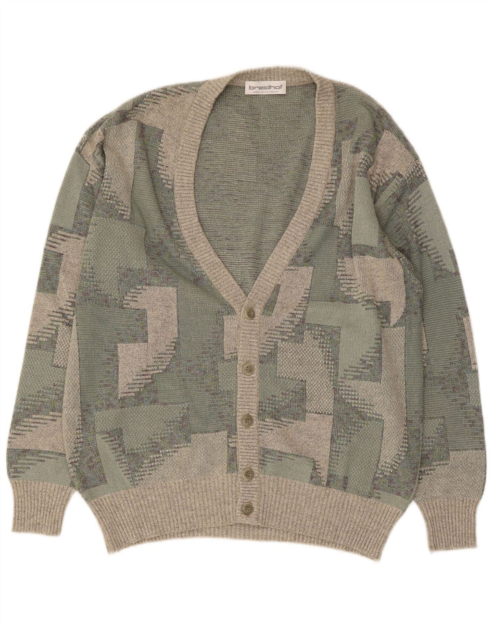 Ανδρικό πουλόβερ ζακέτα BREIDHOF EU 54 XL Πράσινο γεωμετρικό βαμβάκι