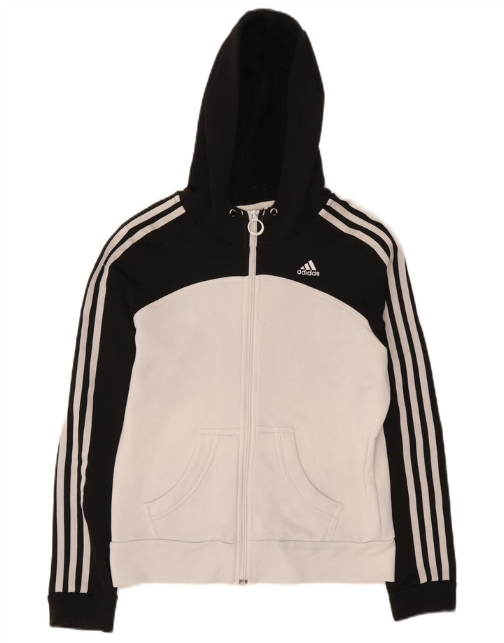 Adidas γυναικείο πουλόβερ με κουκούλα με φερμουάρ UK 12 μεσαίο μαύρο χρώμα πολυεστέρα