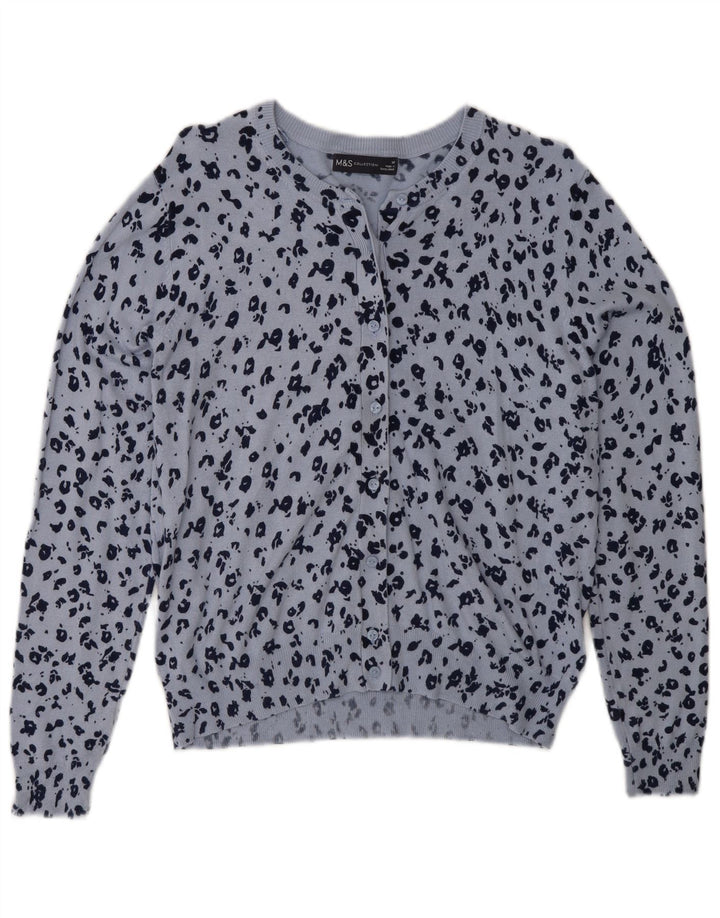 MARKS & SPENCER Γυναικείο πουλόβερ ζακέτα UK 14 Medium Blue Animal Print