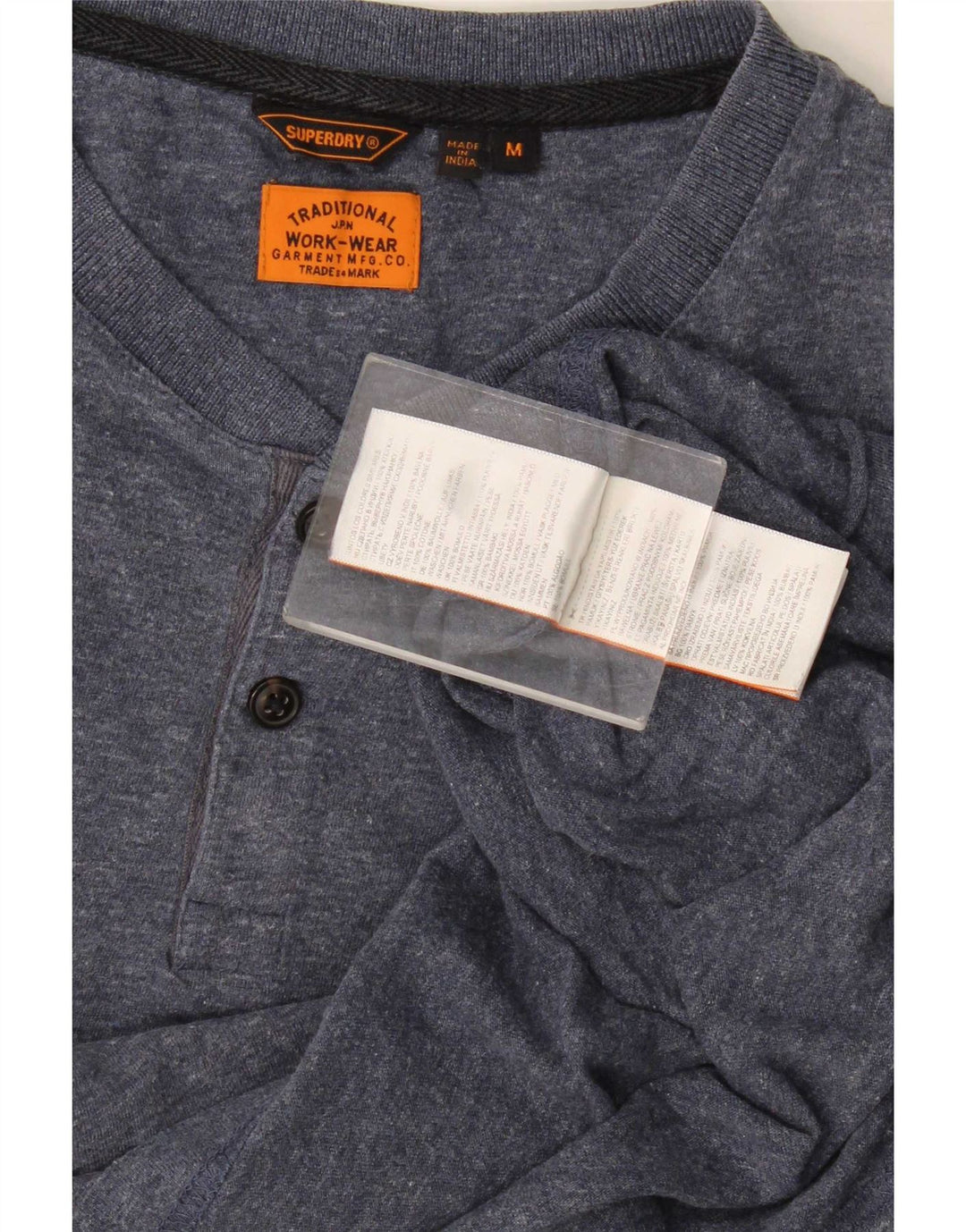 Ανδρικό T-Shirt Superdry Top Βαμβακερό μεσαίο μπλε φλοκωμένο