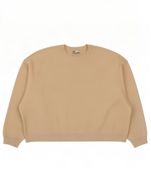 Zara γυναικεία φούτερ μεγάλου μεγέθους Jumper UK 16 Large Beige Viscose