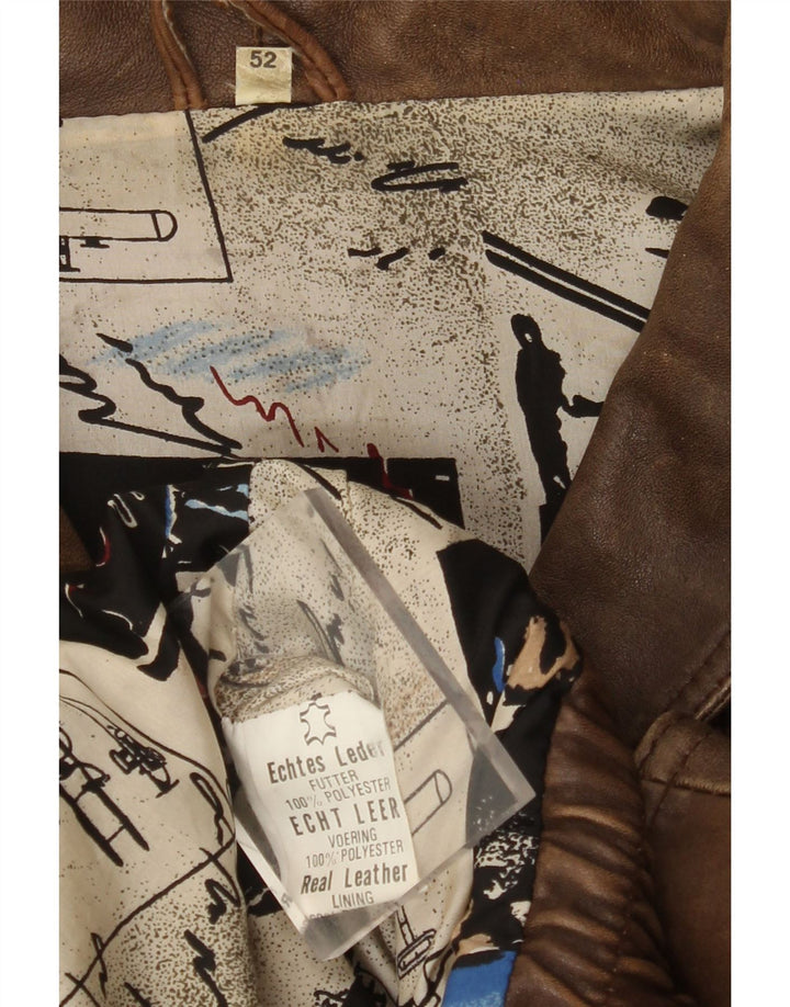 VINTAGE Ανδρικό Δερμάτινο Μπουφάν EU 52 XL Καφέ Δερμάτινο