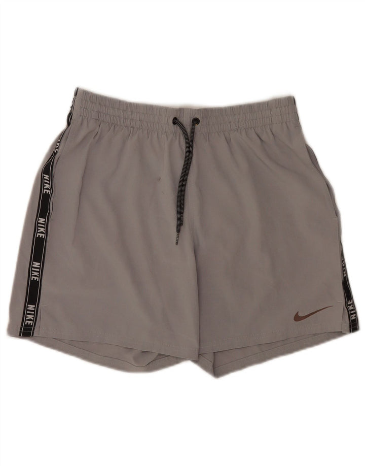 Ανδρικά γραφικά αθλητικά σορτς Nike με μεσαίο γκρι χρώμα από πολυεστέρα