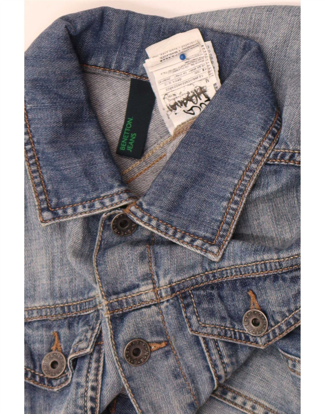 Benetton Girls Denim Gilet 7-8 ετών Medium Blue Cotton