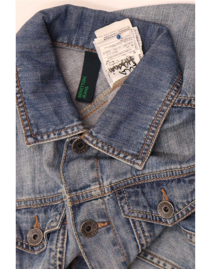 Benetton Girls Denim Gilet 7-8 ετών Medium Blue Cotton