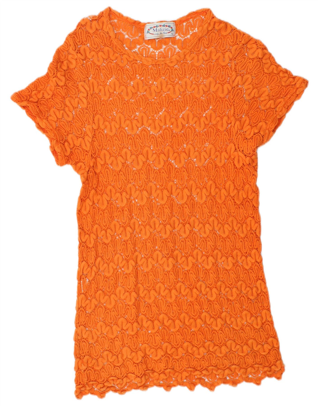 VINTAGE Girls See Through Crochet Tunic Φόρεμα 11-12 ετών Μεγάλο Πορτοκαλί