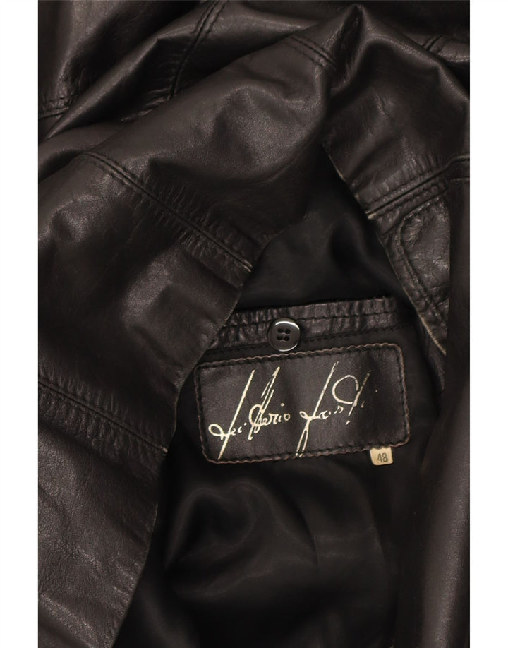 VINTAGE Womens Leather Jacket IT 48 XL Black Vintage Vintage and Second-Hand Vintage from Messina Hembry 