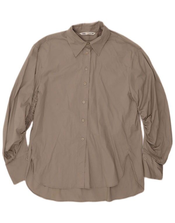 Zara Γυναικείο πουκάμισο Oversized UK 10 Small Grey Cotton