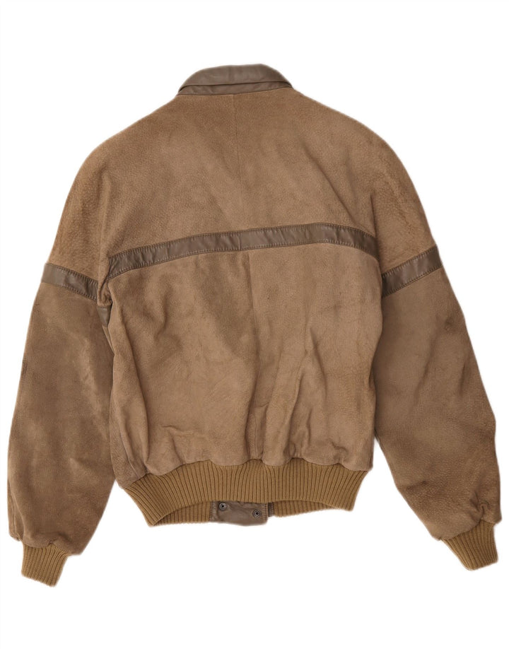 Vintage Γυναικείο Suede Bomber Jacket IT 42 Medium Brown