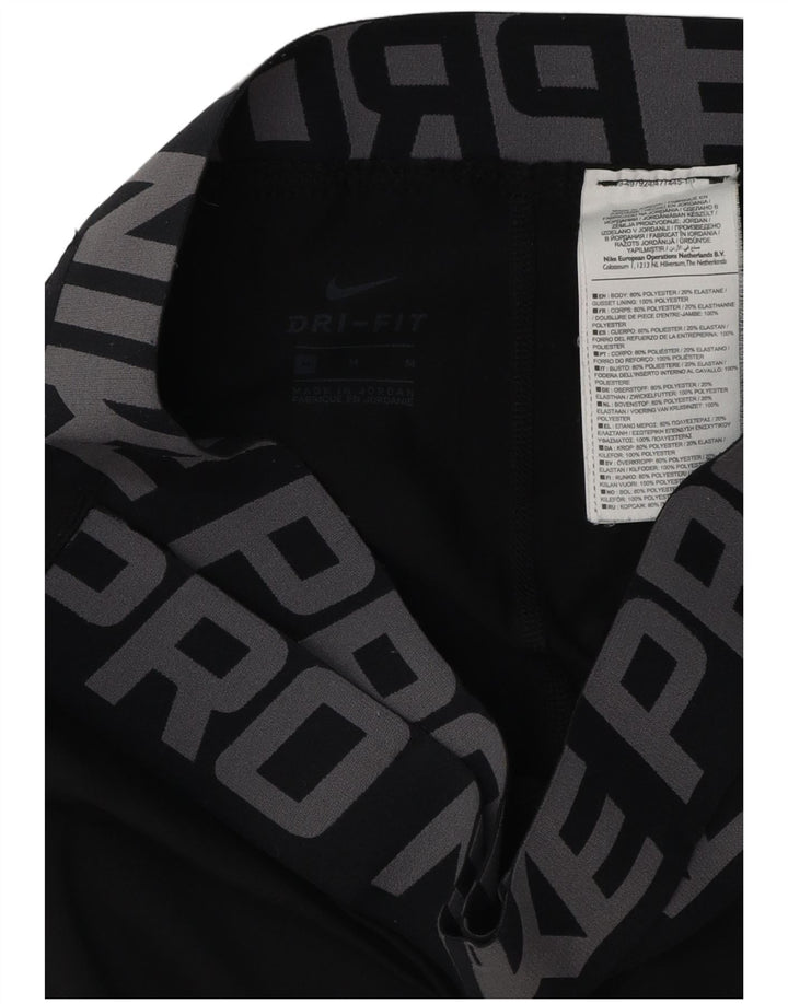 Γυναικεία γραφικά κολάν NIKE Dri Fit UK 12 μεσαίου μαύρου πολυεστέρα