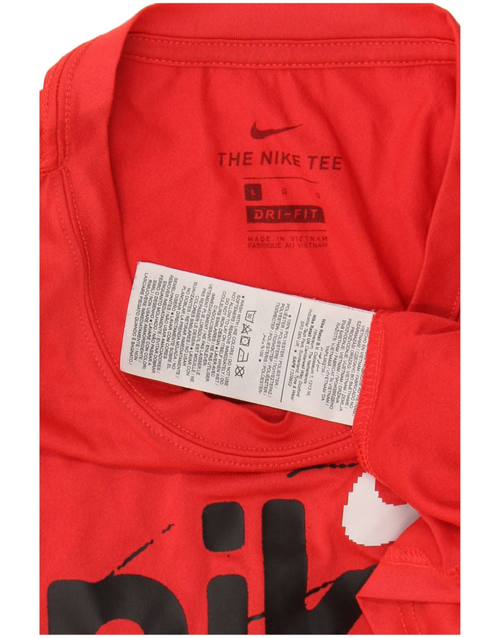 Ανδρικό γραφικό μπλουζάκι NIKE Dri Fit Top μεγάλο κόκκινο πολυεστέρα
